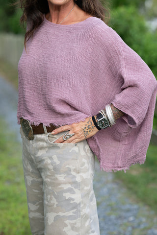 Sunwashed Linen Top O/S Mauve