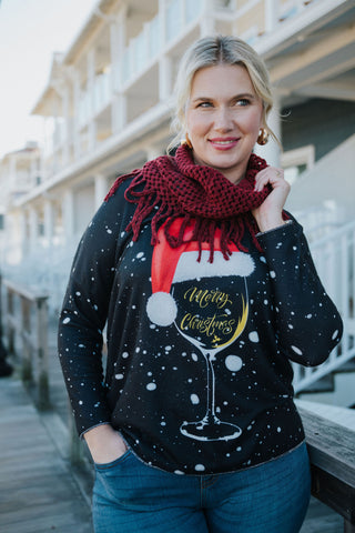 Wine Christmas Sweater O/S