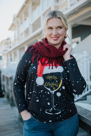 Wine Christmas Sweater O/S