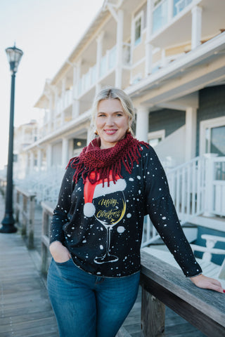 Wine Christmas Sweater O/S