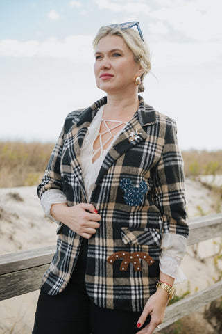 Hey Mickey Plaid Blazer O/S