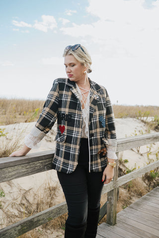 Hey Mickey Plaid Blazer O/S