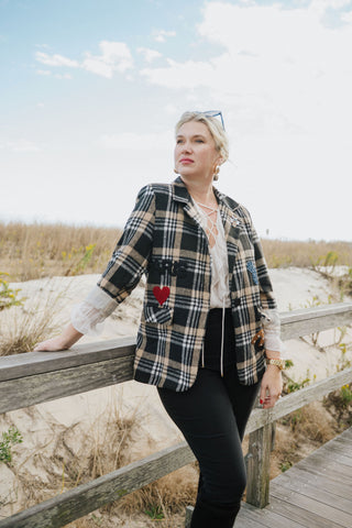 Hey Mickey Plaid Blazer O/S