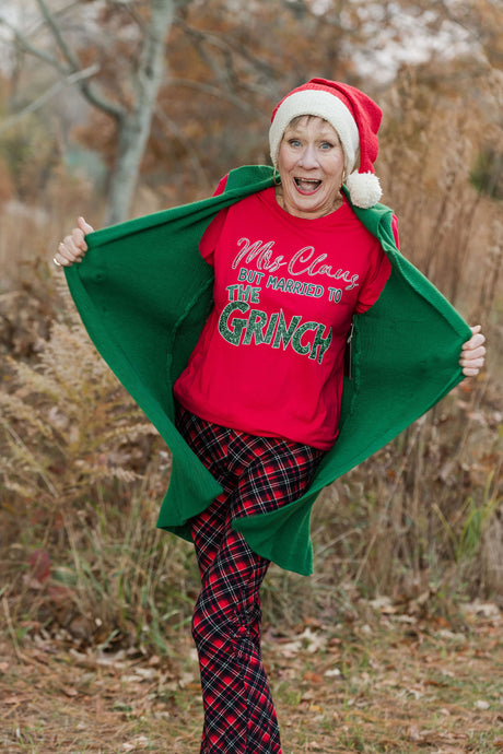 Mrs. Claus But Married To The Grinch Tee Red