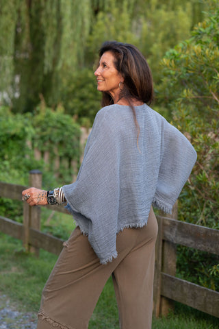Sunwashed Linen top O/S Navy