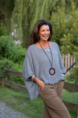 Sunwashed Linen top O/S Navy