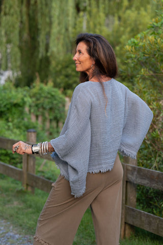 Sunwashed Linen top O/S Navy