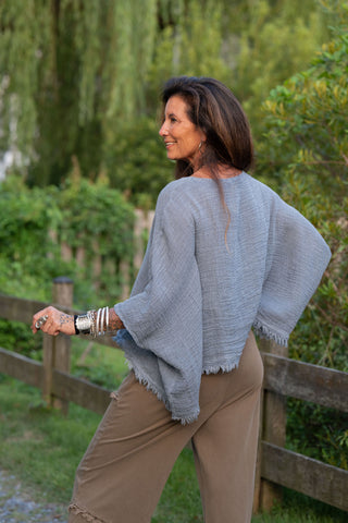 Sunwashed Linen top O/S Navy