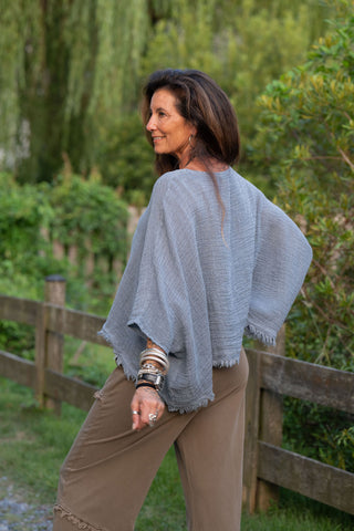 Sunwashed Linen top O/S Navy