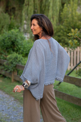 Sunwashed Linen top O/S Navy