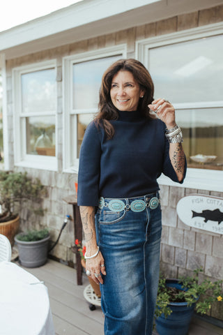 Mocking Fall sweater Navy