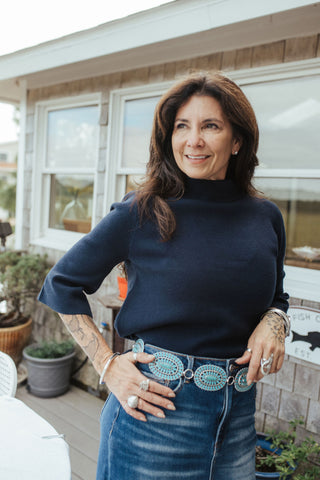 Mocking Fall sweater Navy