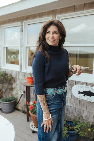 Mocking Fall sweater Navy