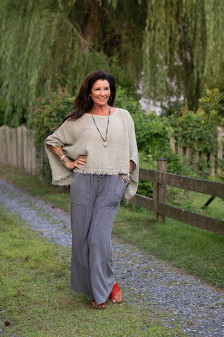 Sunwashed Linen Top O/S Olive