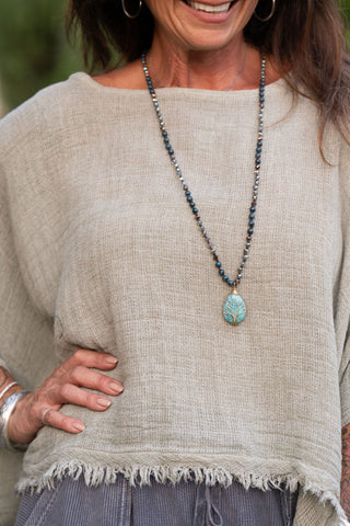 Sunwashed Linen Top O/S Olive