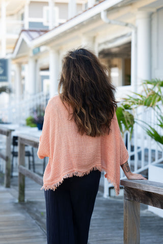 Sunwashed Linen Top Tangerine