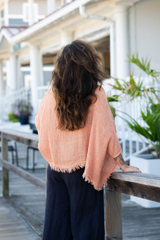 Sunwashed Linen Top Tangerine