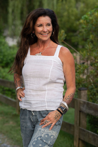 Paulina Linen Top O/S WT