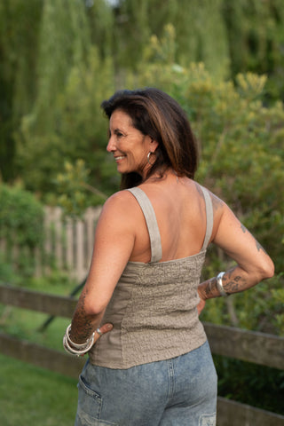 Paulina Linen Top O/S Taupe