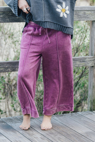 Penny Pinned Hemmed Pants-LT Plum