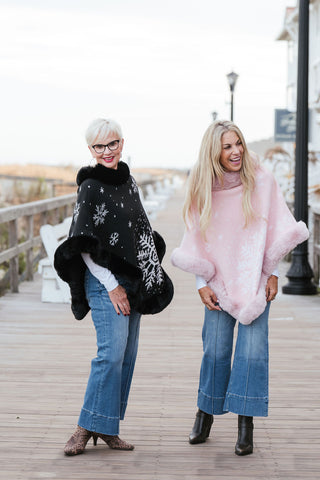 Snowfall Poncho O/S Blk