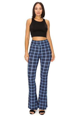 Blue Plaid Flares