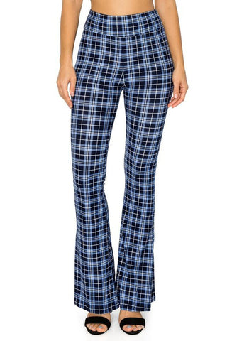 Blue Plaid Flares