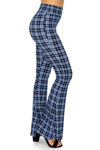 Blue Plaid Flares