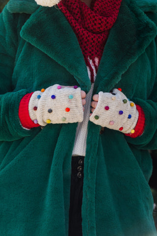 Pom Pom Fingerless Gloves