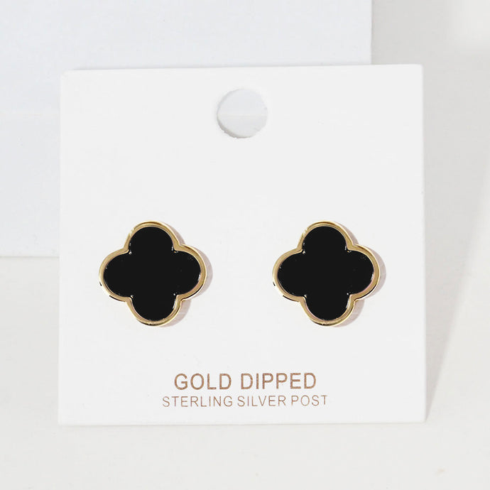 Gold Dipped Quatrefoil Large Earrings