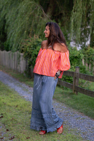 Rainbow Bright Linen Top O/S