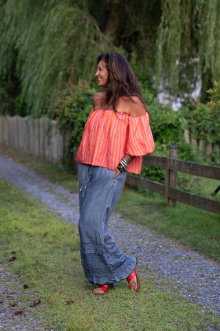 Rainbow Bright Linen Top O/S