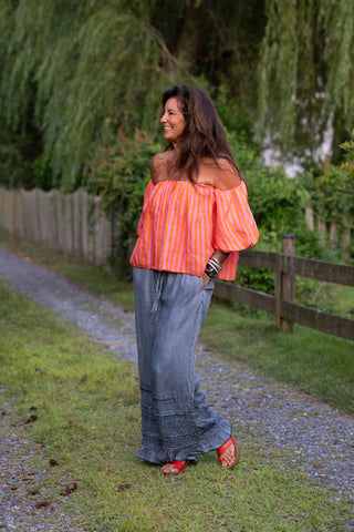 Rainbow Bright Linen Top O/S