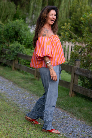 Rainbow Bright Linen Top O/S