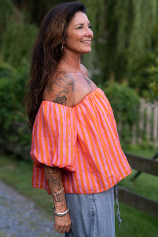 Rainbow Bright Linen Top O/S