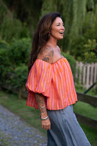 Rainbow Bright Linen Top O/S