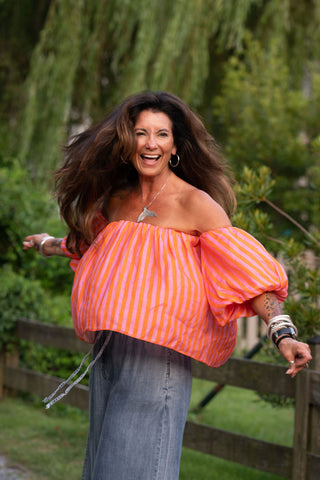 Rainbow Bright Linen Top O/S