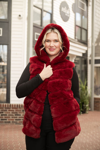 Cleo Hoody Vest Bur/Red O/S