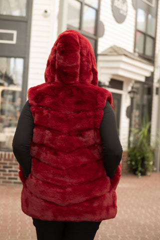 Cleo Hoody Vest Bur/Red O/S