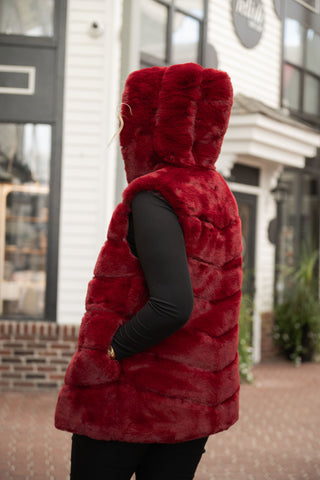 Cleo Hoody Vest Bur/Red O/S