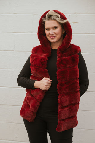 Cleo Hoody Vest Bur/Red O/S