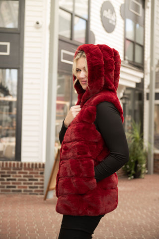 Cleo Hoody Vest Bur/Red O/S