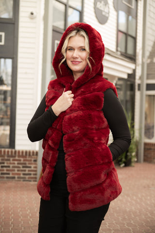 Cleo Hoody Vest Bur/Red O/S