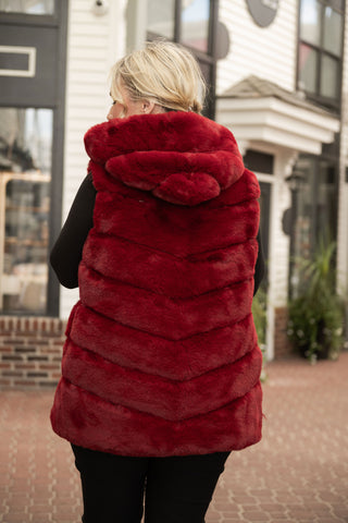 Cleo Hoody Vest Bur/Red O/S