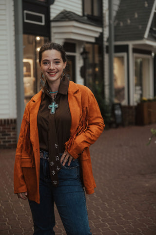 Desert Fringe Jacket Brick