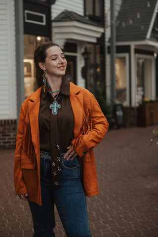 Desert Fringe Jacket Brick