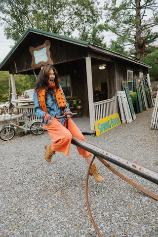 Sugar dot Wool/Silk Scarf Rust