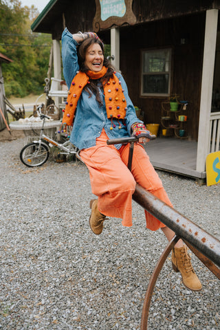 Sugar dot Wool/Silk Scarf Rust