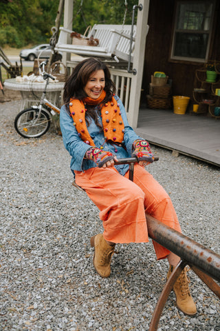 Sugar dot Wool/Silk Scarf Rust