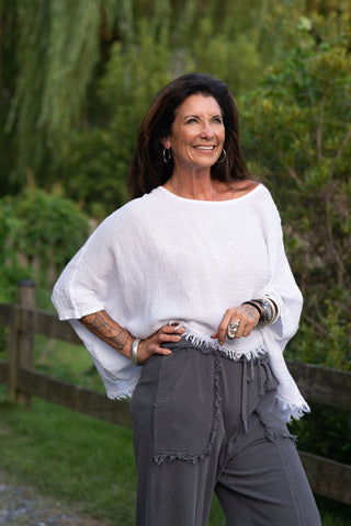 Sunwashed Linen Top O/S WT